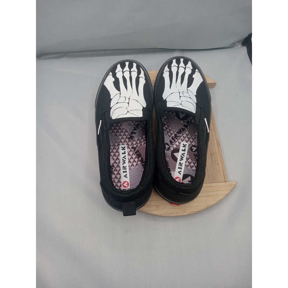 BOY'S AIRWALK-SIDEKICK CANVAS FABRIC SKELATON SLIP‎ ON BLACK ATHLETIC Shoes Sz 5 - Picture 13 of 16